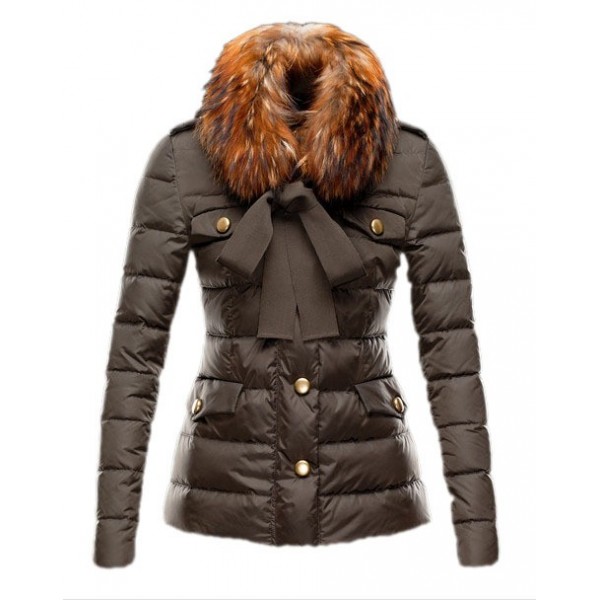 Moncler lussuoso collare staccabile di pelliccia E bowknot caldo Cappotti